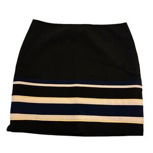 White House Black Market Skirt Size 12 Black with Striped Hem